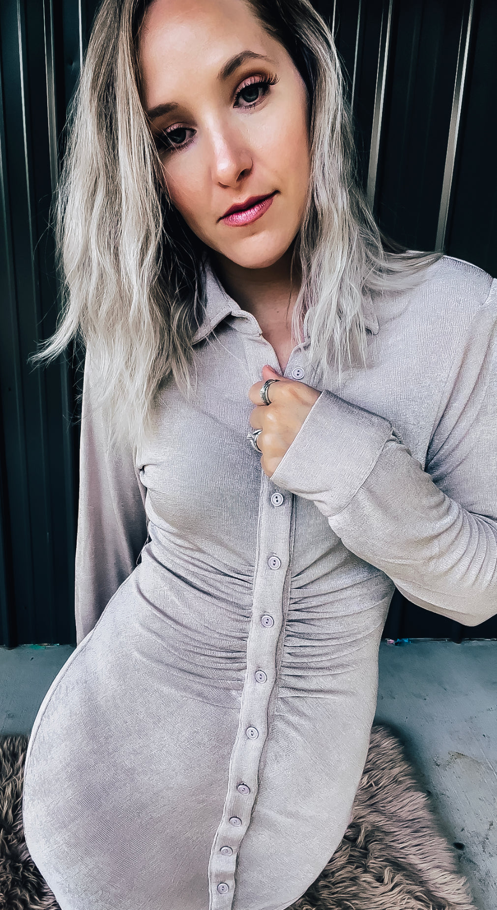 Taupe Slinky Dress - Image 9