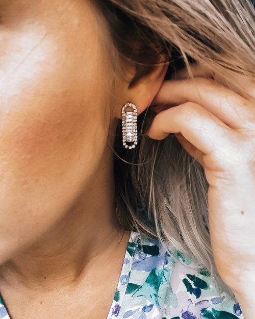 Diamond Cluster Drop Stud Earrings