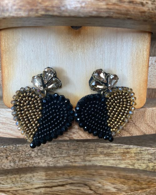 Black Golden Heart Earrings