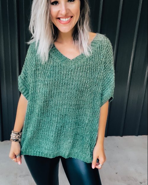 Green Knit Poncho Top