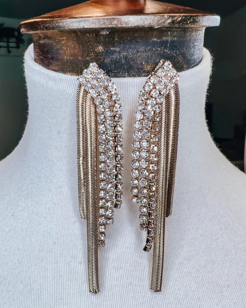 Gold Dangle Rhinestone Earrings
