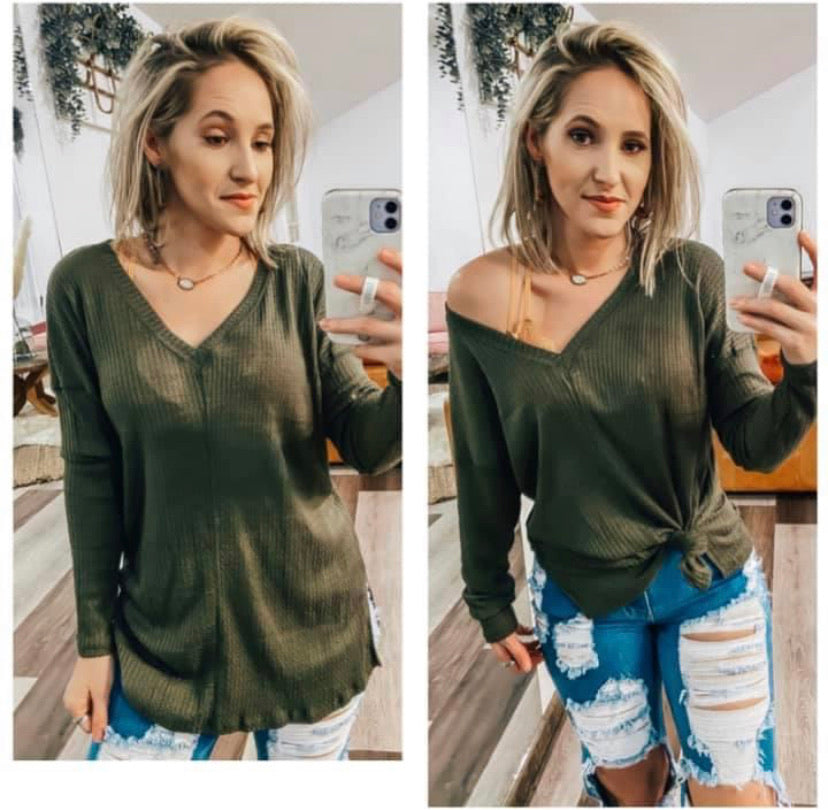 Olive Waffle Top