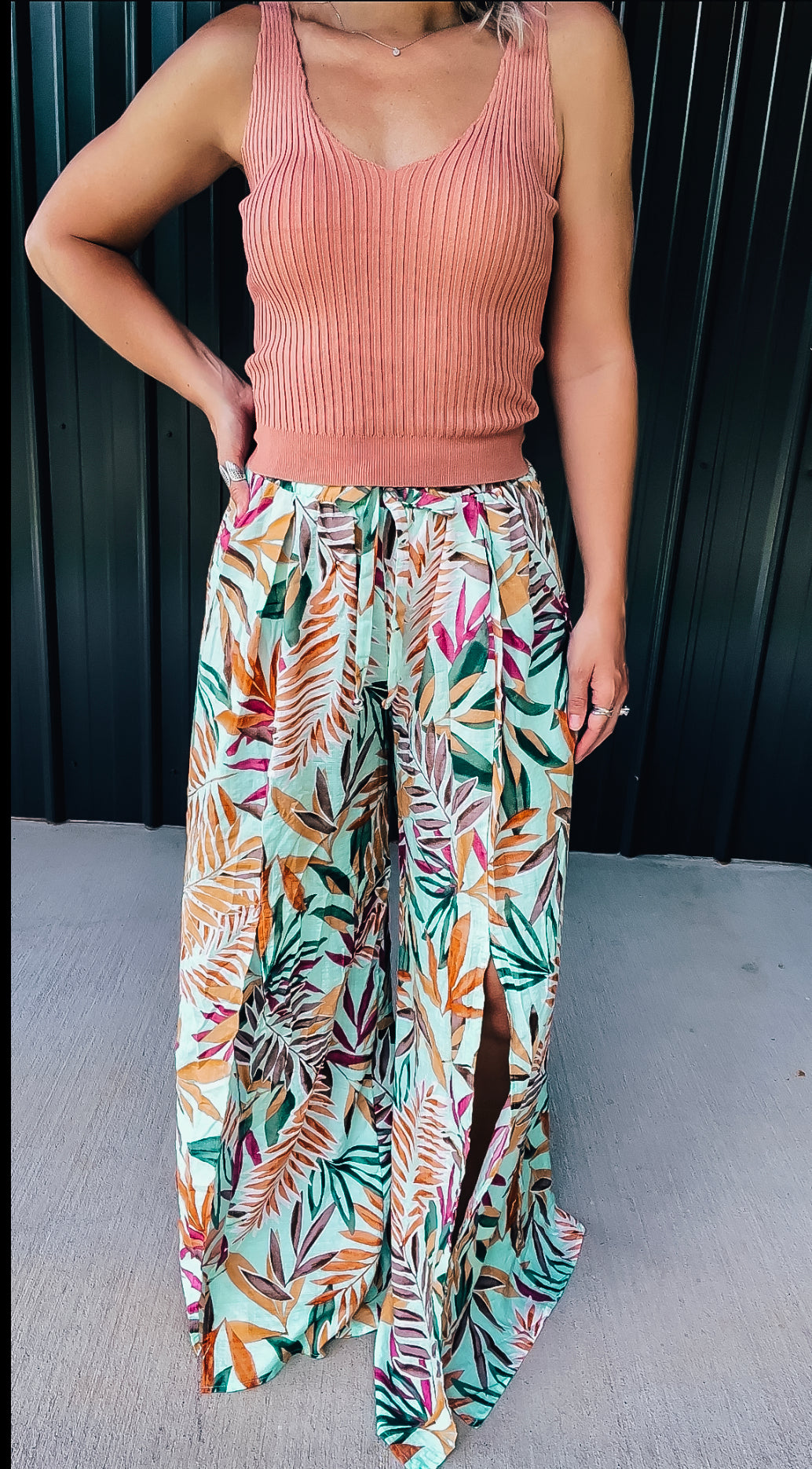 Turquoise Floral Dress Pants - Image 10