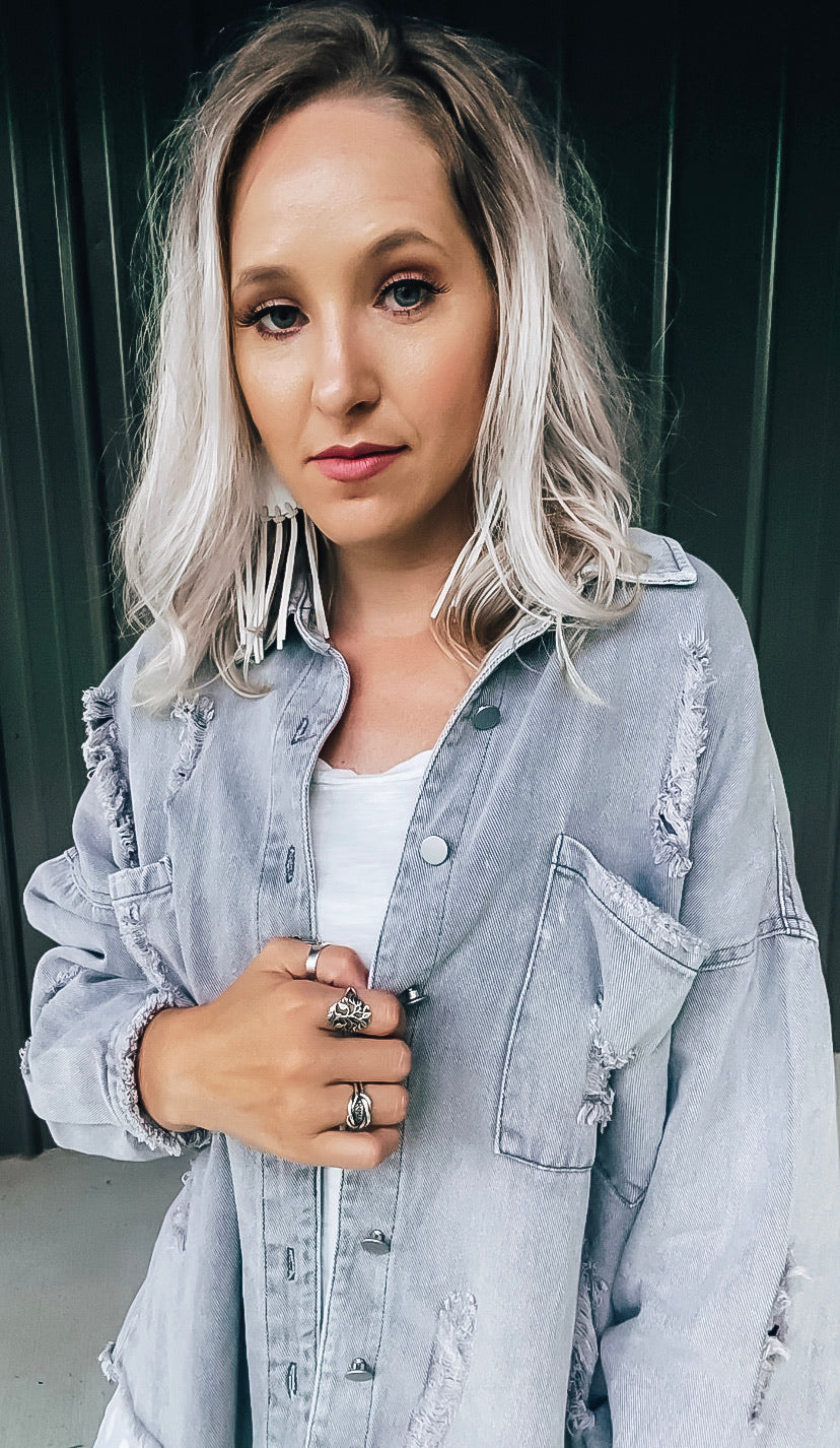 Grey Denim Shacket - Image 9