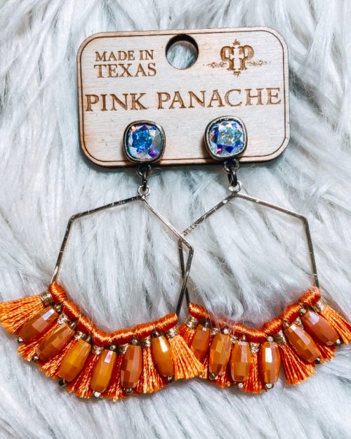 Pink Panache Orange Tassel Earrings