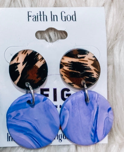Purple Leopard Earrings