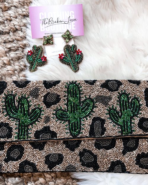 Cactus & Leopard Purse