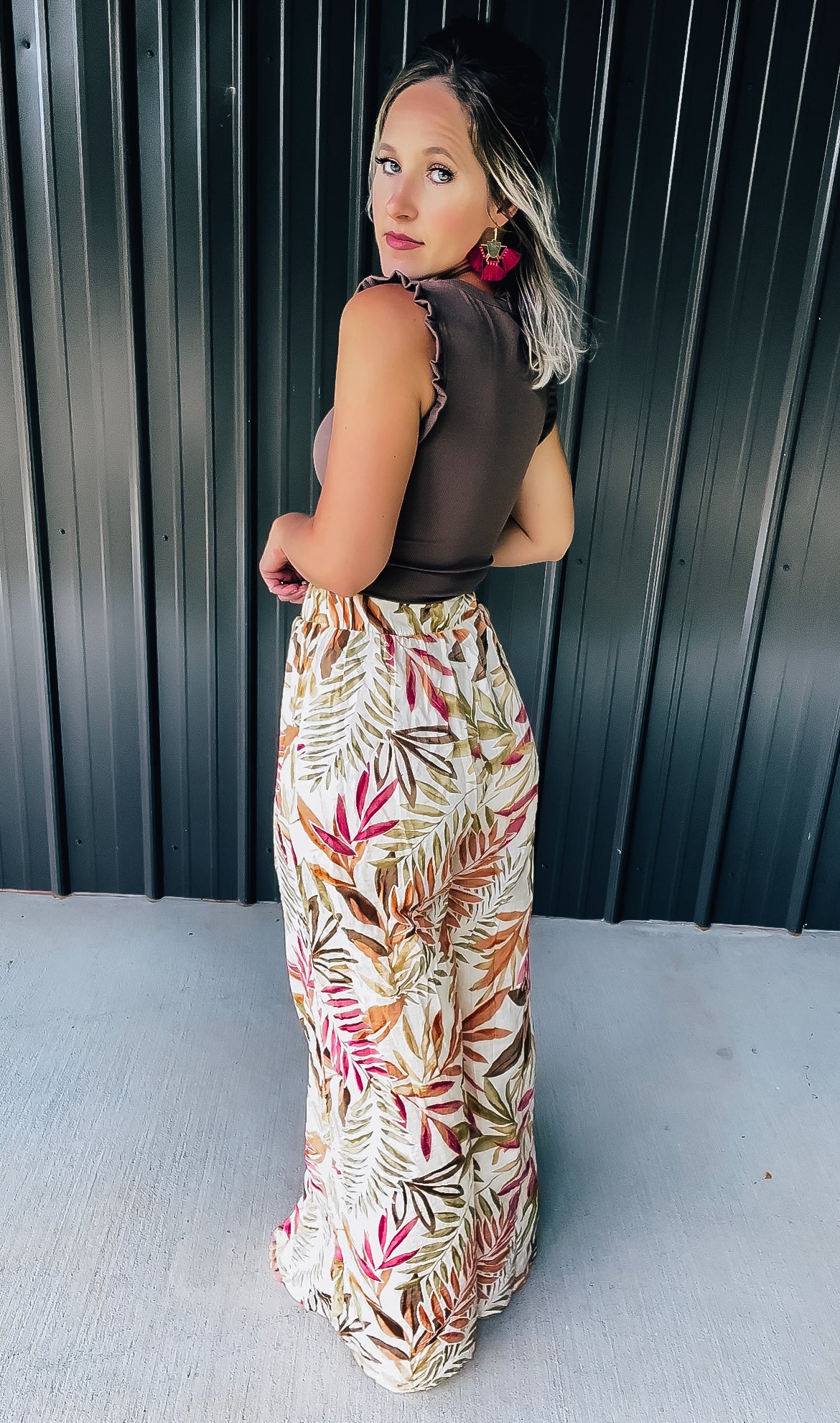 Cream Floral Dress Pants - Image 3