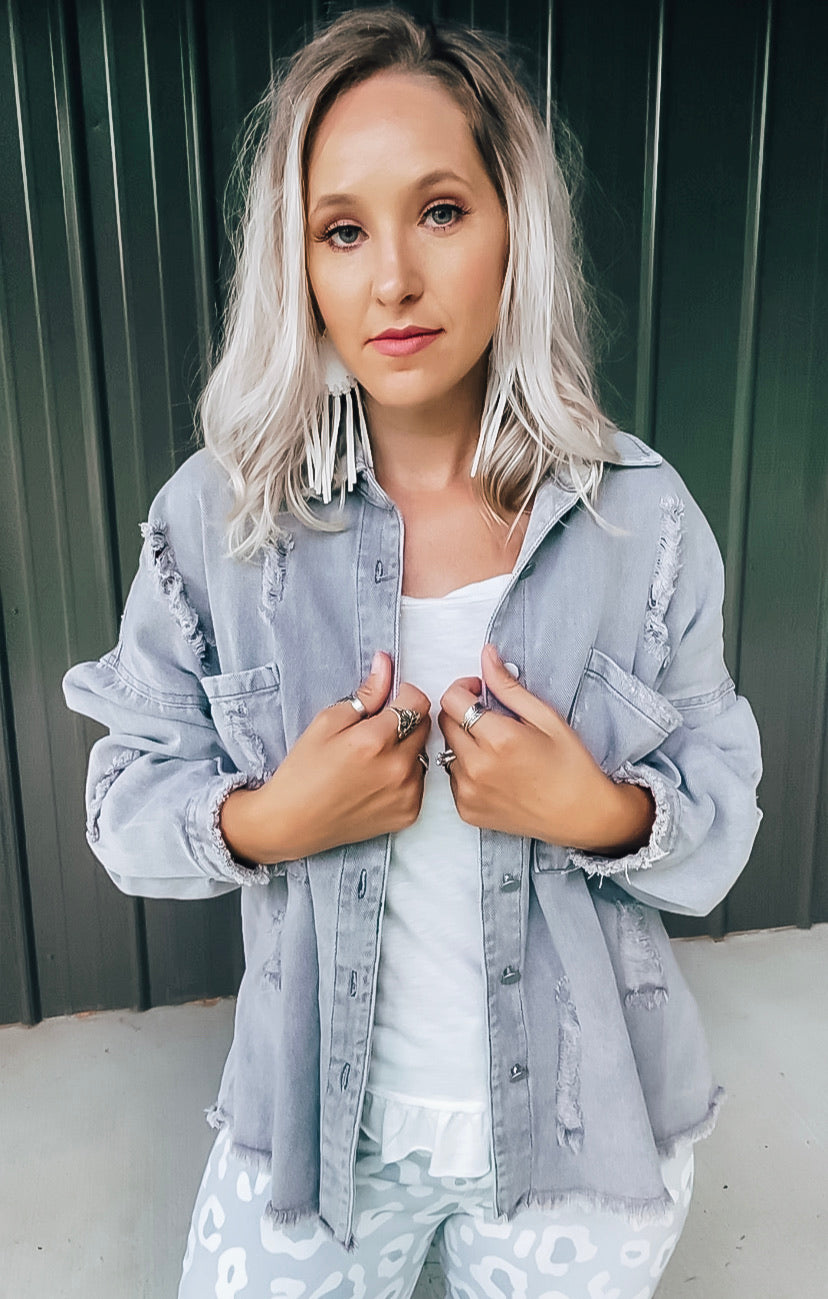 Grey Denim Shacket - Image 5