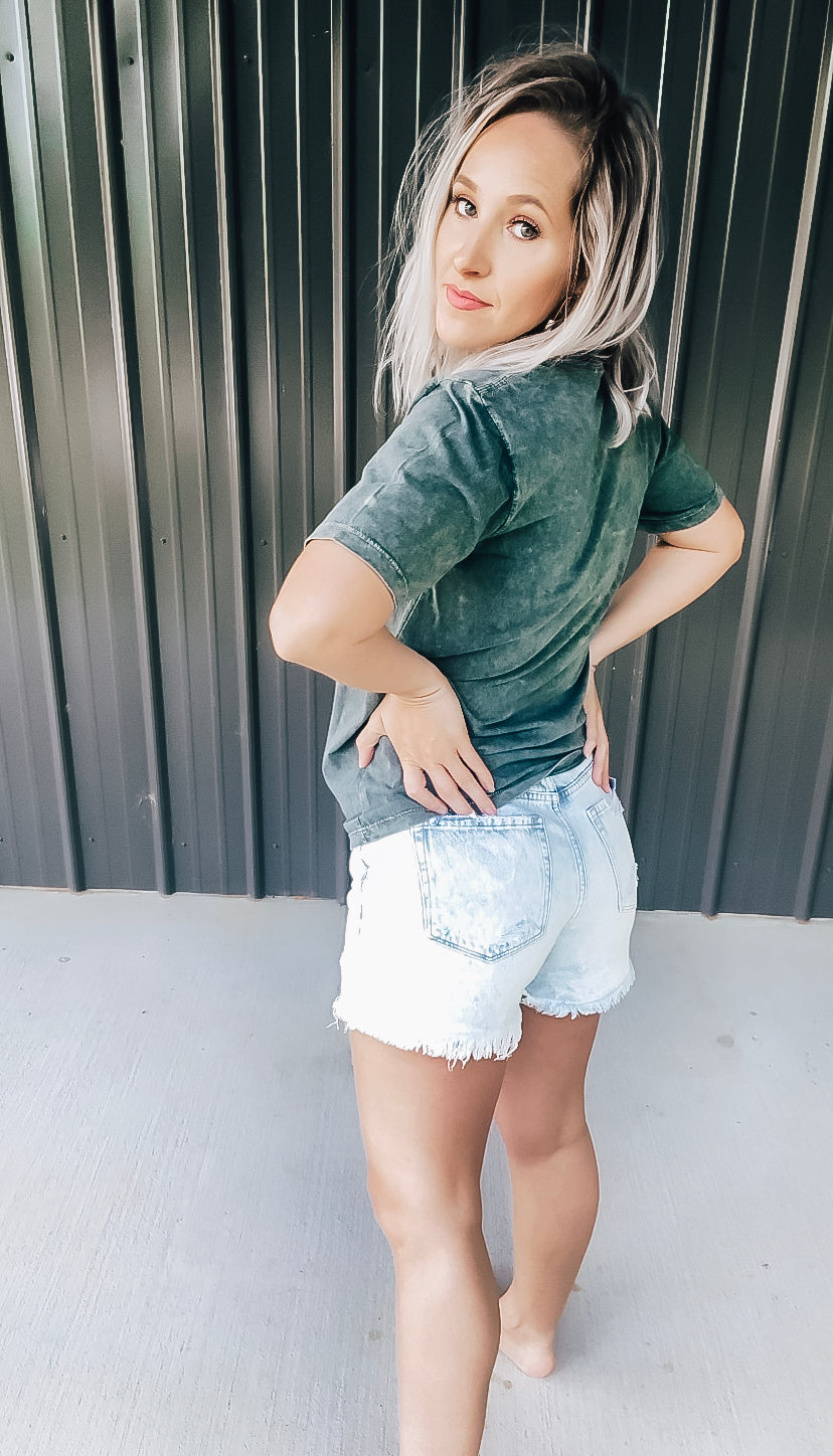 Light Wash Distressed Shorts - Image 4