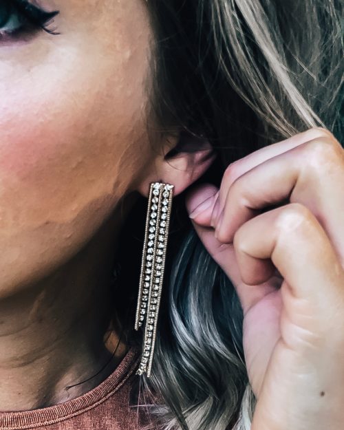 Gold Line Rhinestone Earrings