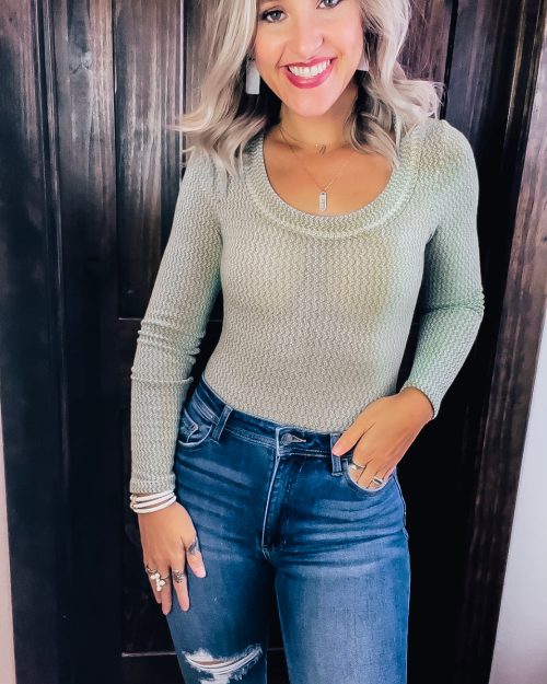 Olive & White Bodysuit
