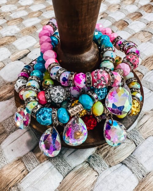 Irridescent Charm Stretch Bracelets