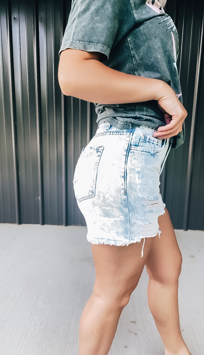 Light Wash Distressed Shorts - Image 2