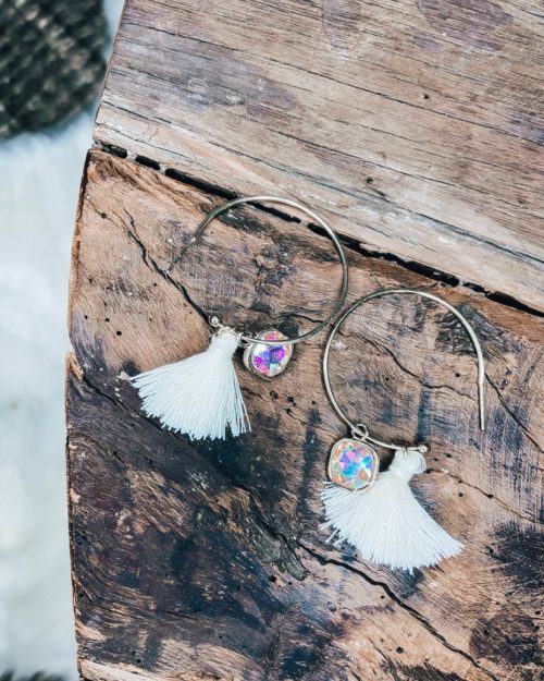 Gold & Cream Tassel Earrings