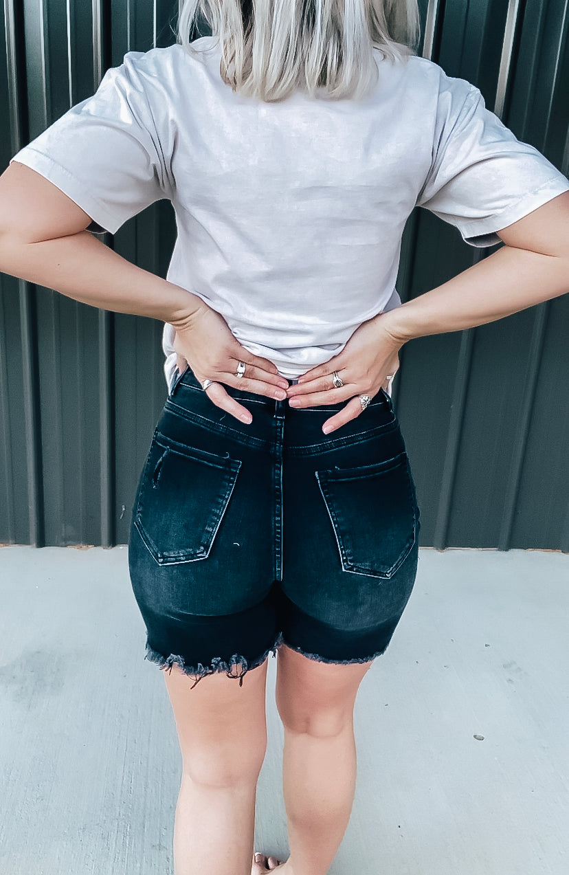 Black Distressed Shorts - Image 5