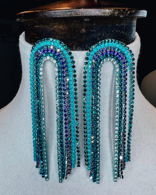 Blue Rain Rhinestone Earrings