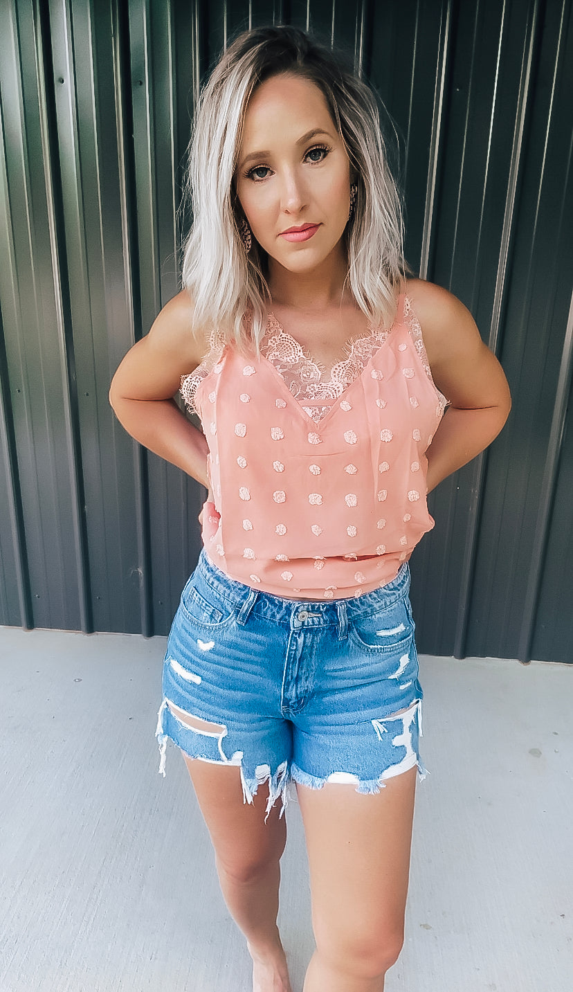 Denim Frayed Shorts - Image 7