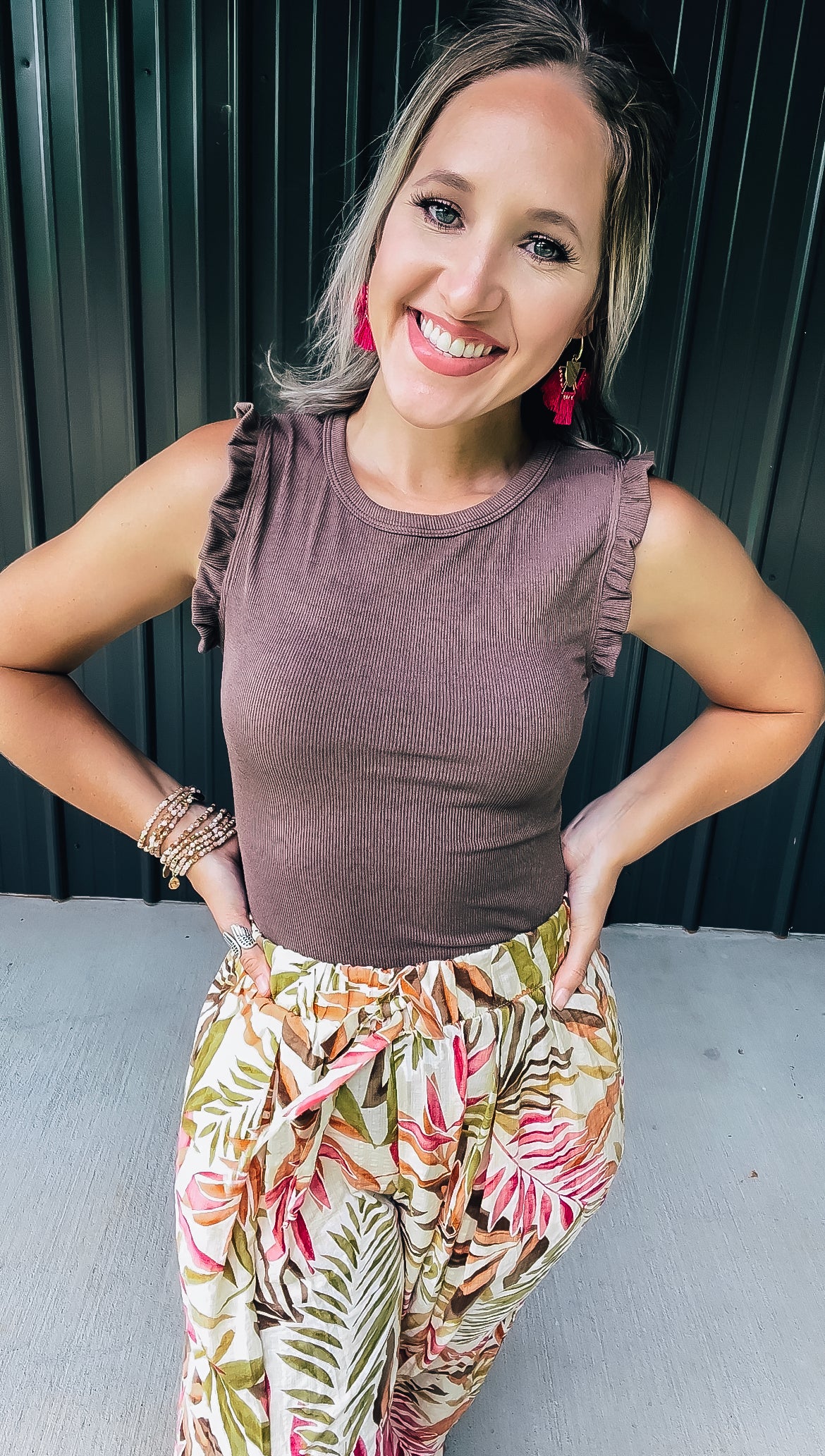 Cream Floral Dress Pants - Image 2