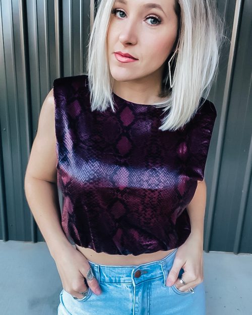 Maroon Snakeskin Crop Top