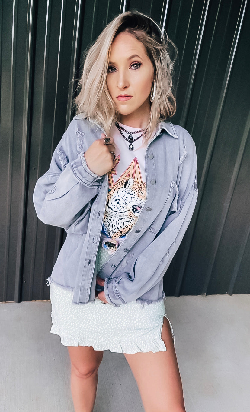 Grey Denim Shacket - Image 2