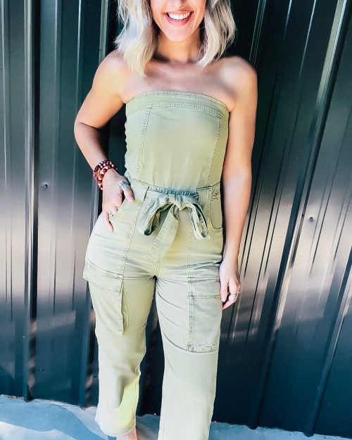 Military Strapless Jumpsuit