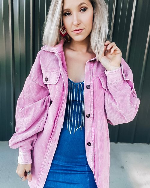 Pink Corduroy Shacket