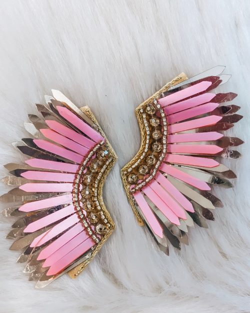 Pink & Gold Wing Earrings