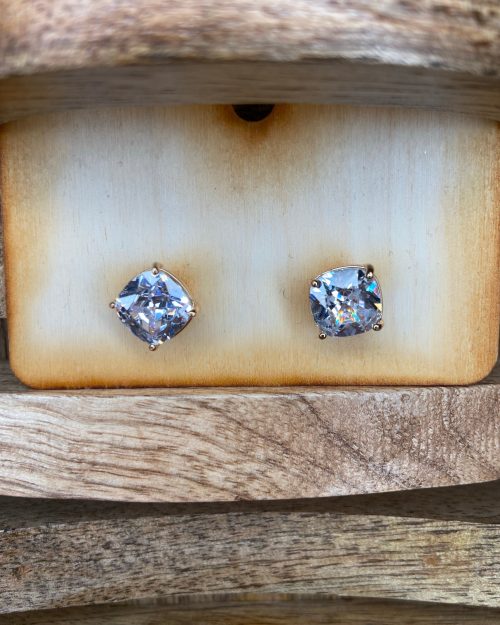 Gold & White Stud Earrings