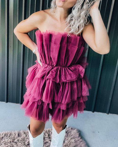 Dusty Maroon Tulle Dress