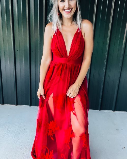 Red Tulle Maxi Dress