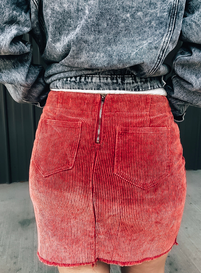 Dusty Red Stud Skirt - Image 5