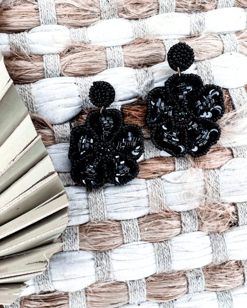 Black Flower Earrings