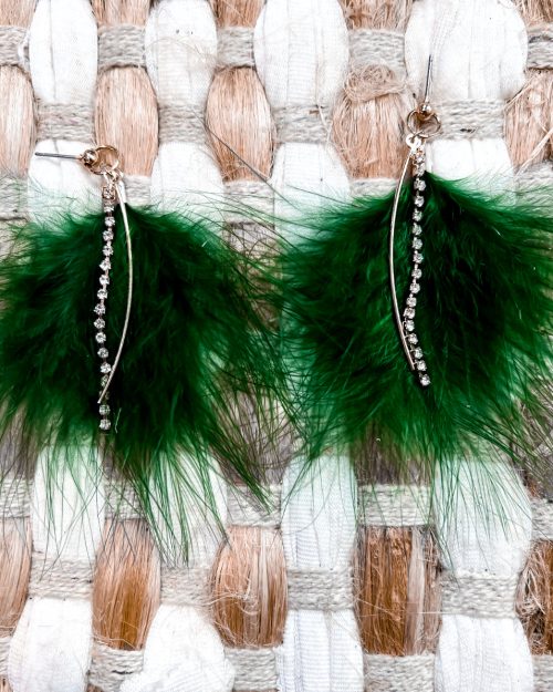 Green Feather Earrings