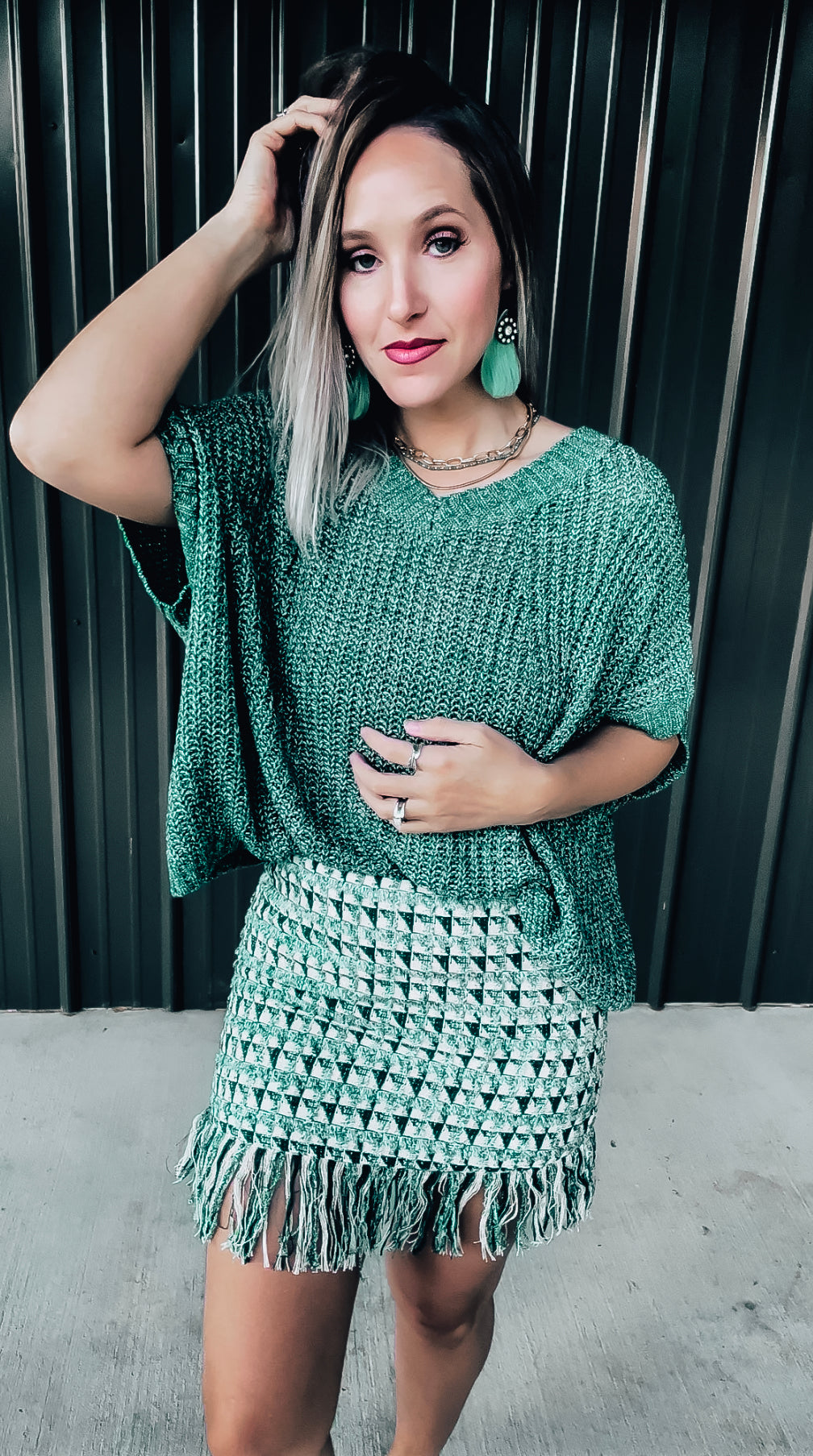 Green Tweed Skirt