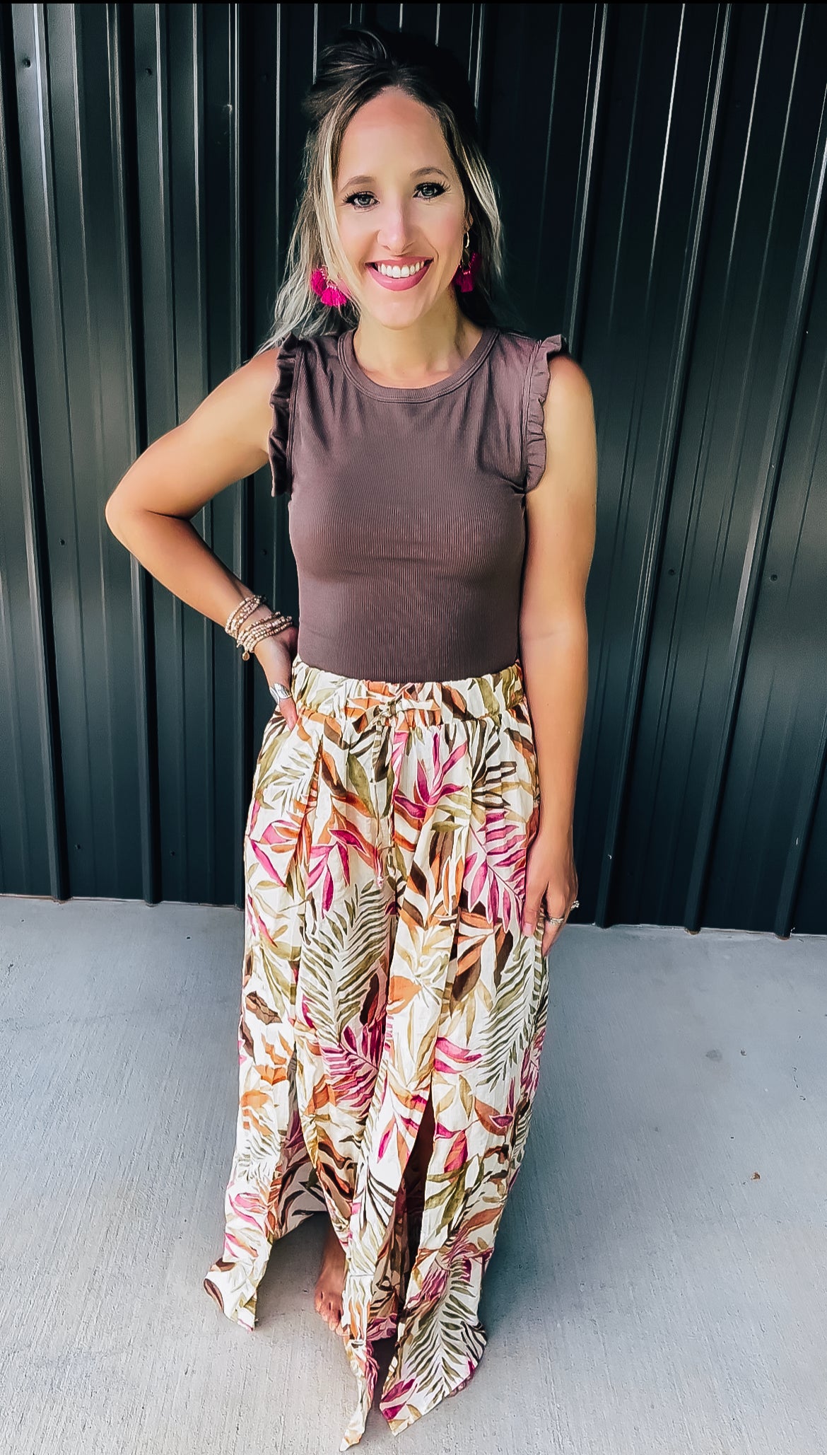 Cream Floral Dress Pants - Image 6