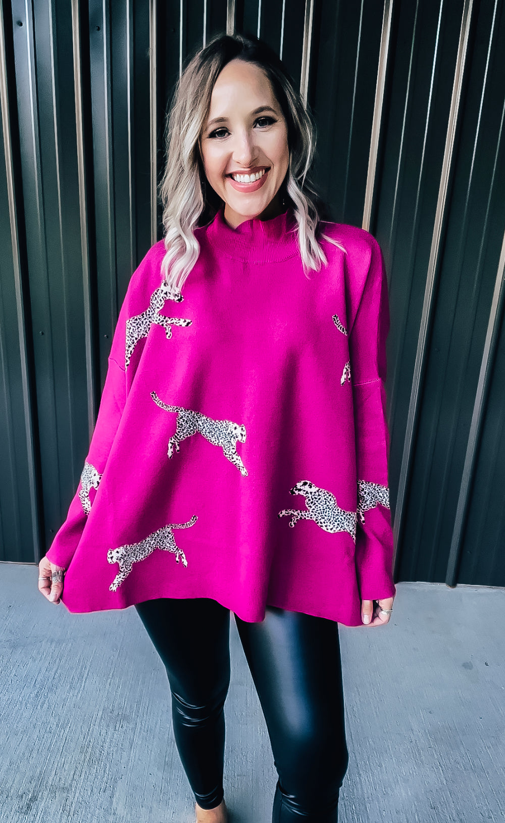 Hot Pink Leopard Sweater - Image 3