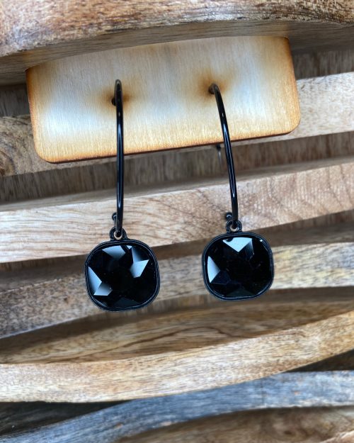 Jumbo Black Rhinestone Hoops