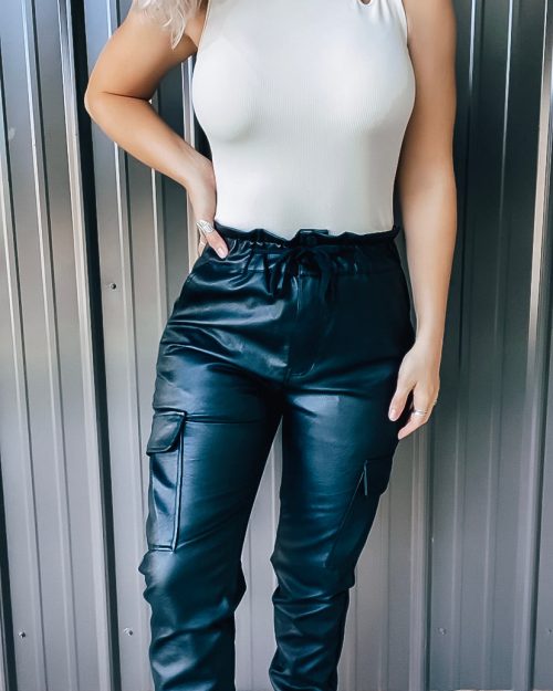 Paperbag Faux Leather Joggers