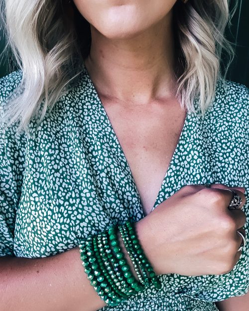 Green Stretch Bracelet Stack