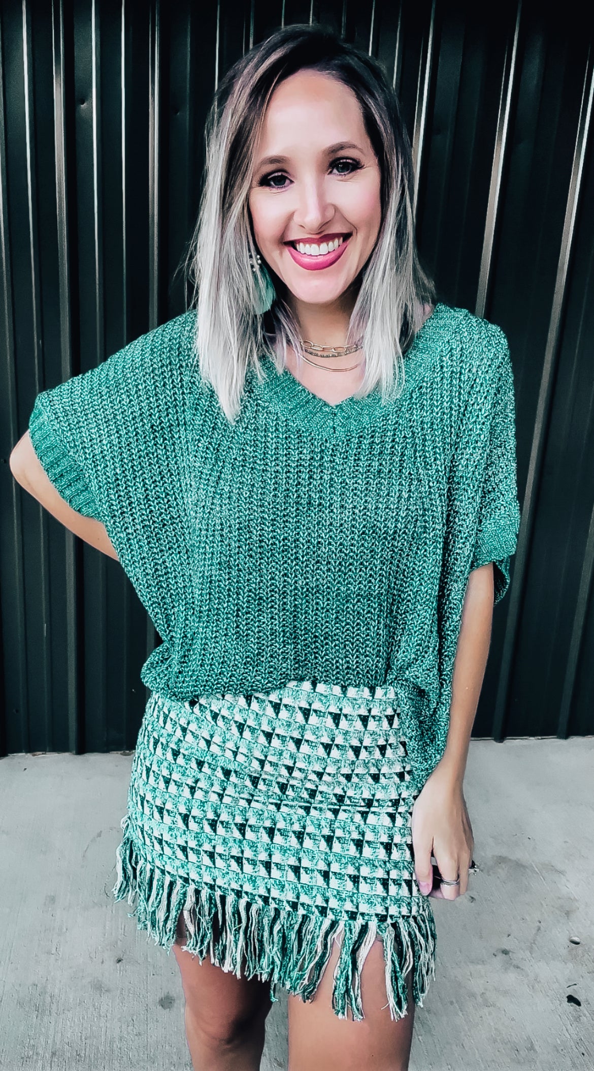 Green Tweed Skirt - Image 5