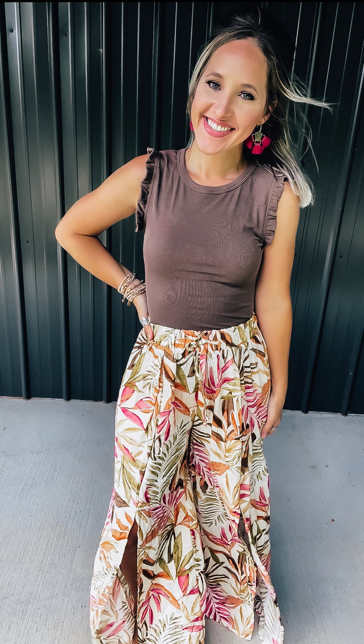 Cream Floral Dress Pants - Image 4