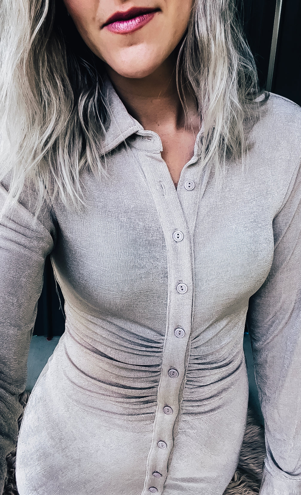 Taupe Slinky Dress - Image 6