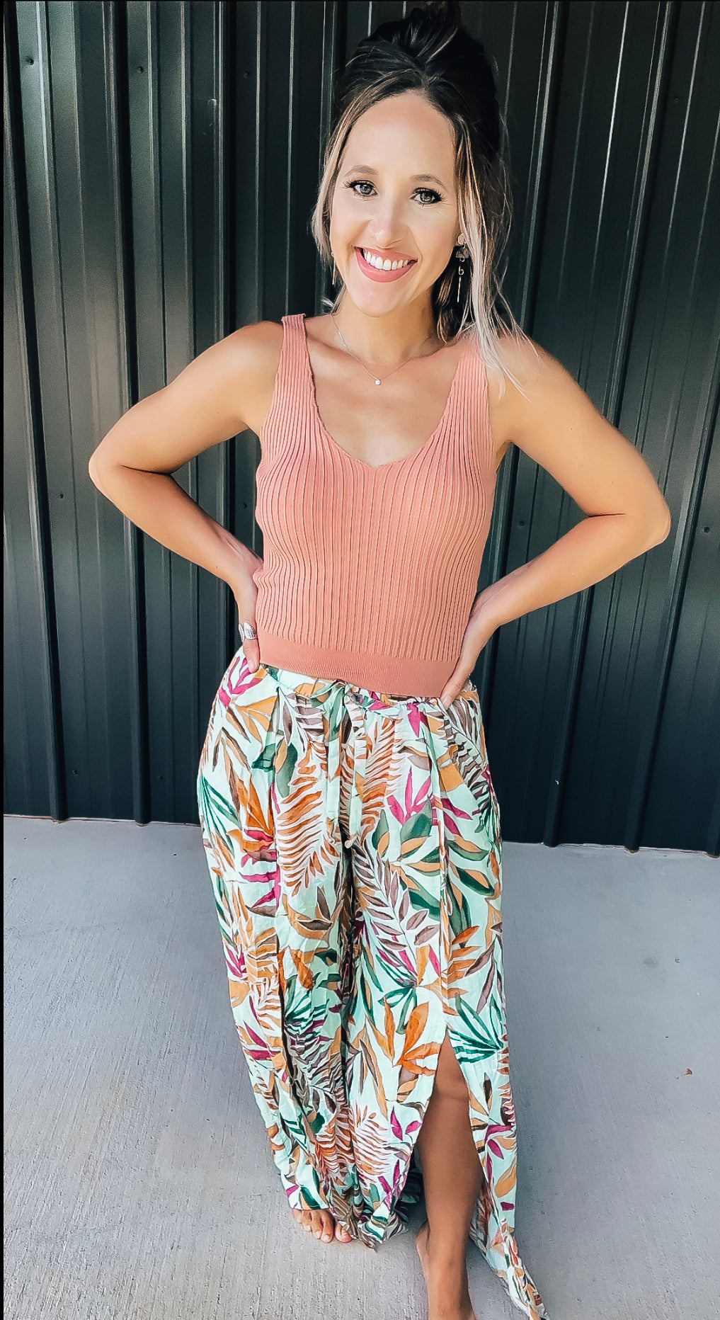 Turquoise Floral Dress Pants - Image 3