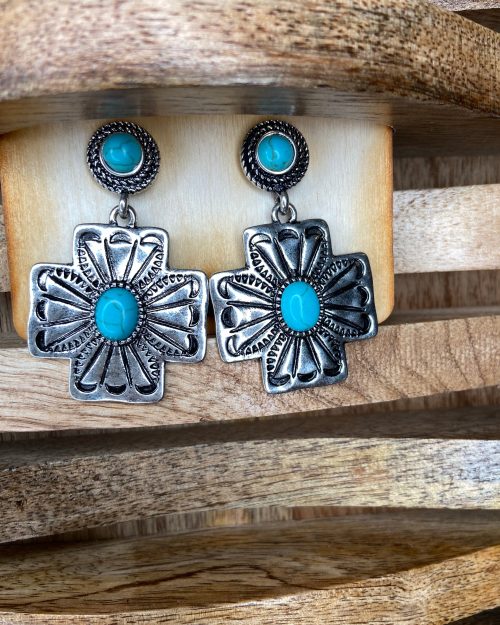 Turquoise Concho Earrings