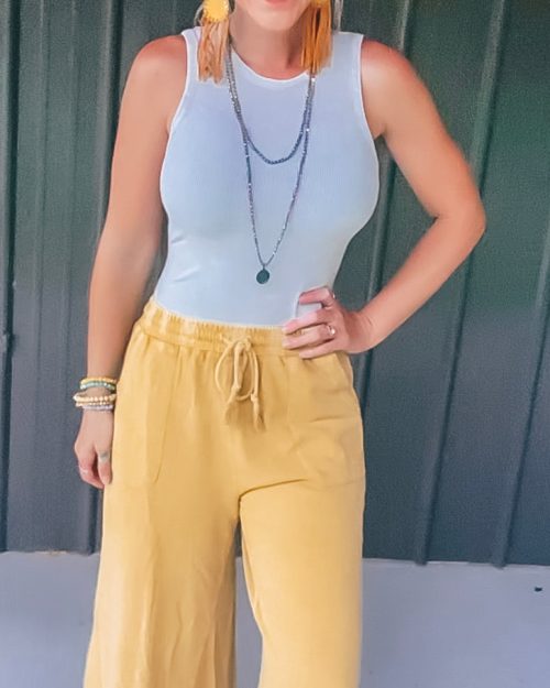 Mustard Terry Pants