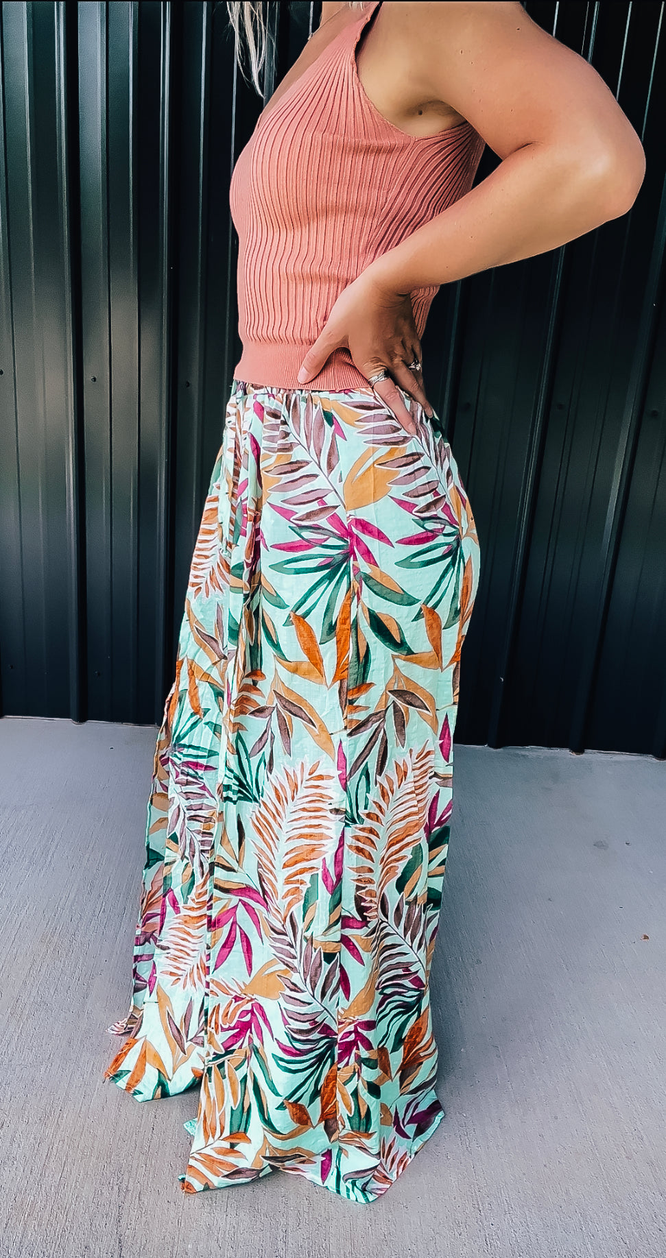 Turquoise Floral Dress Pants - Image 8