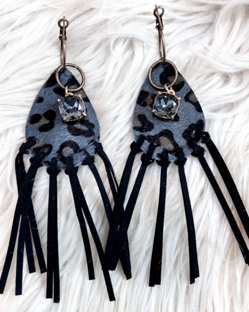 Leopard Tassel Fringe Earrings