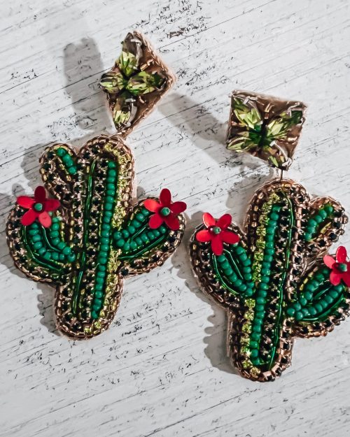 Rhinestone Cactus Earrings