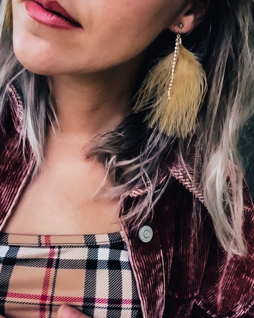 Feather Rhinestone Earrings